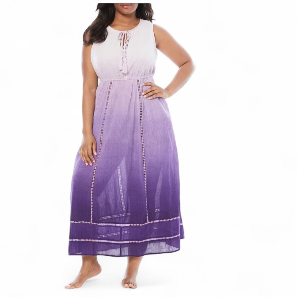 Only Necessities Women’s Purple Ombre Sleeveless Fit&Flare Dress Lounger 14-16